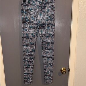 SO Yoga Geometric Leggings - Black, White, Teal Size Small